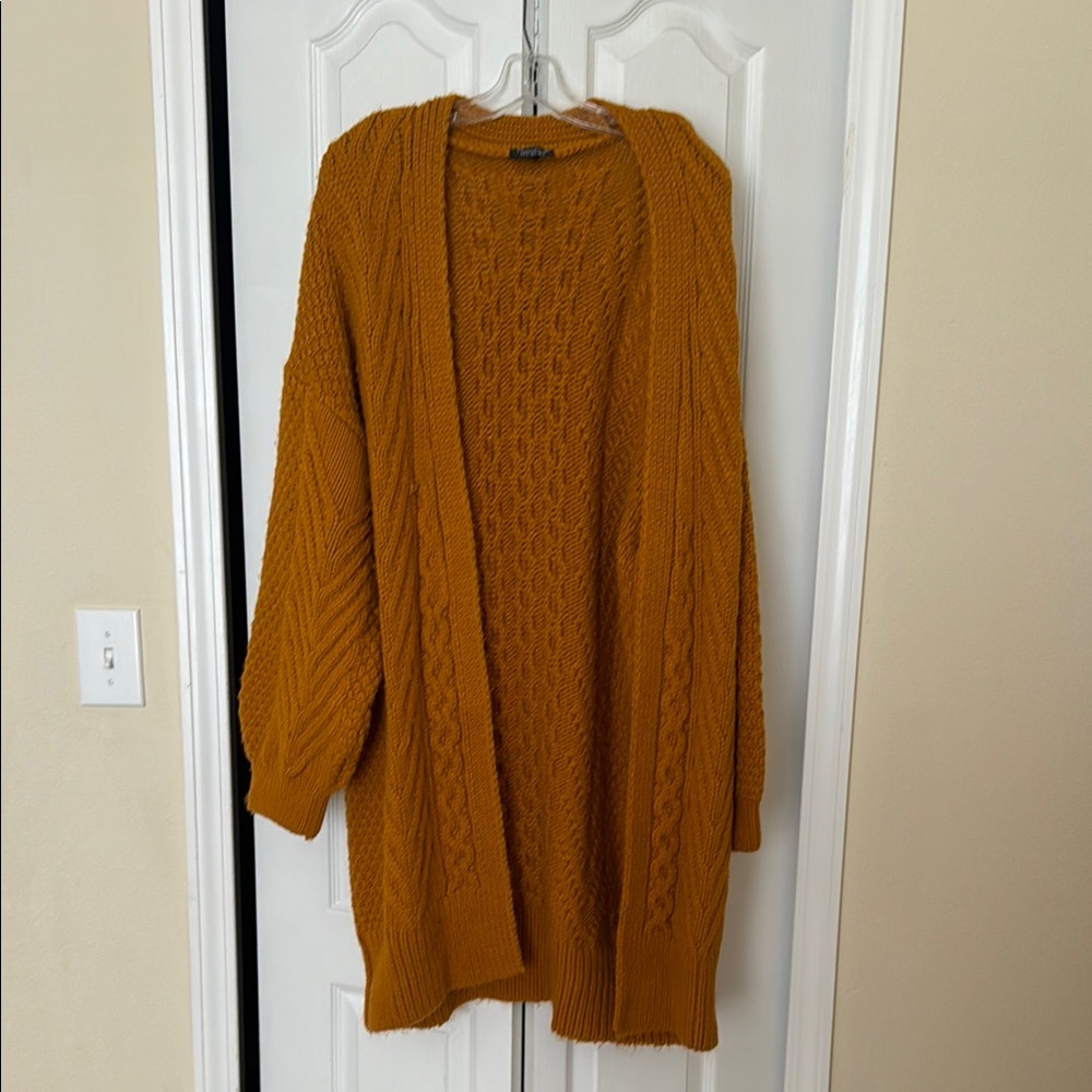TopShop Long Mustard Knit Cardigan